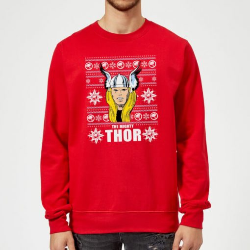 Pull de Noël Homme Marvel Comics The Mighty Thor - Rouge - XXL - Rouge chez Zavvi FR image 5060206394001