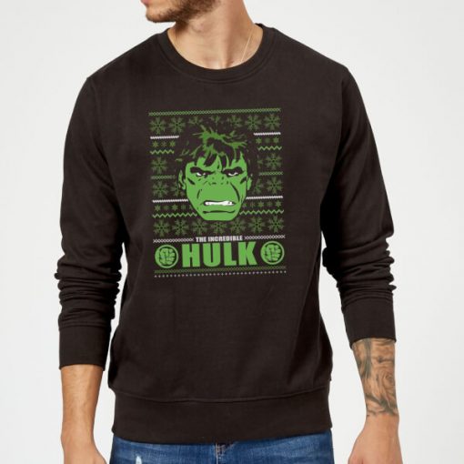 Pull de Noël Homme Marvel Comics - L'Incroyable Hulk Rétro - Noir - XXL - Noir chez Zavvi FR image 5060206395053