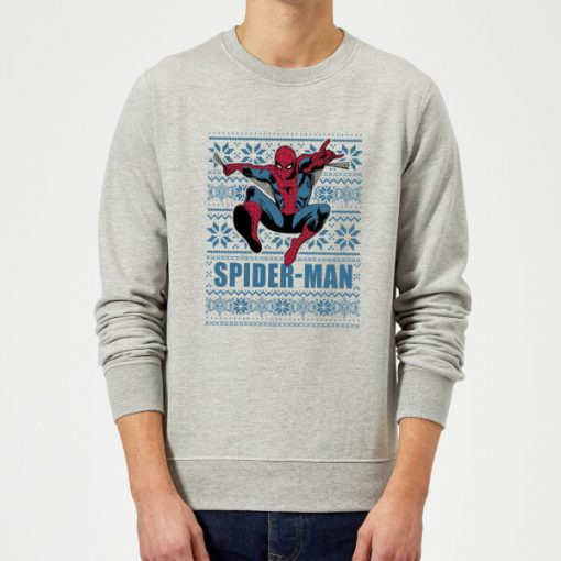 Pull de Noël Homme Marvel Comics Spider-Man Saut - Gris - XXL - Gris chez Zavvi FR image 5060206397002