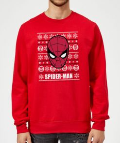 Pull de Noël Homme Marvel Comics Visage Spider-Man - Rouge - XXL - Rouge chez Zavvi FR image 5060206397200