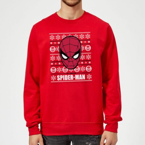 Pull de Noël Homme Marvel Comics Visage Spider-Man - Rouge - XXL - Rouge chez Zavvi FR image 5060206397200