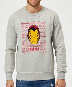 Pull de Noël Homme Marvel Comics Visage Iron Man - Gris - XXL - Gris chez Zavvi FR image 5060206399105