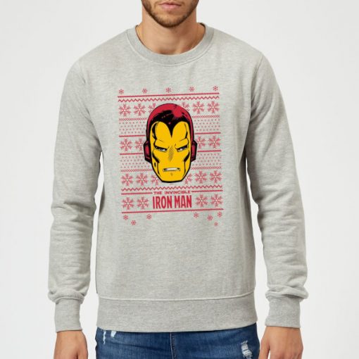 Pull de Noël Homme Marvel Comics Visage Iron Man - Gris - XXL - Gris chez Zavvi FR image 5060206399105