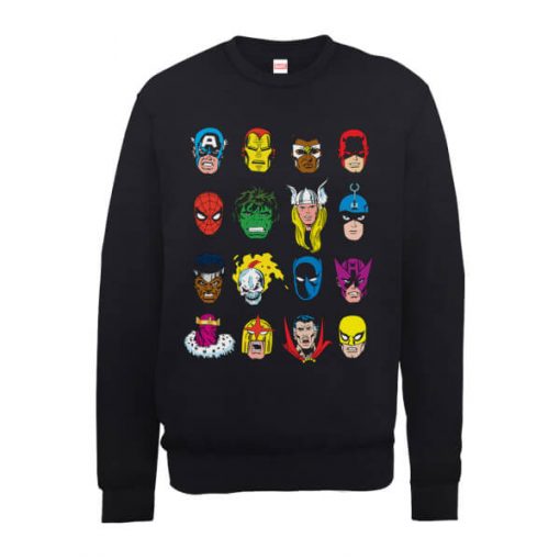 Sweat Homme Visages Couleurs - Marvel Comics - Noir - XXL - Noir chez Zavvi FR image 5056185774606