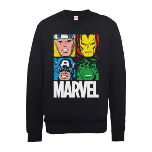 Sweat Homme Multicolore Pullover - Marvel - Noir - XXL - Noir chez Zavvi FR image 5056185777546