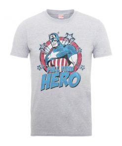T-Shirt Homme Full Time Hero - Captain America - Marvel Comics - Gris - XXL - Gris chez Zavvi FR image 5056185774057