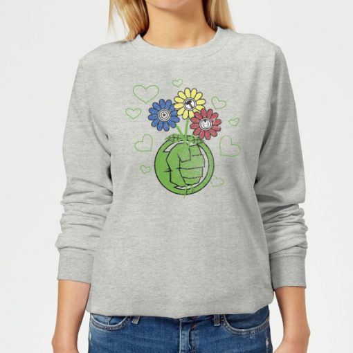 Sweat Femme Avengers Hulk Fleurs (Marvel) - Gris - XS - Gris chez Zavvi FR image 5059478508384