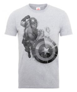 T-Shirt Homme Marvel Avengers Assemble - Captain America Mono - Gris - XXL - Gris chez Zavvi FR image 5056185767059