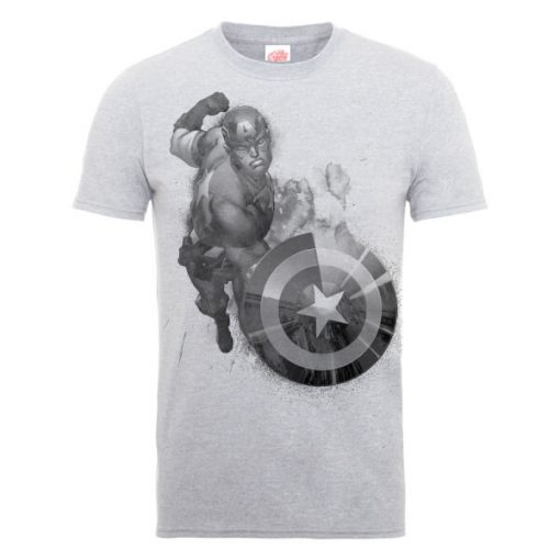 T-Shirt Homme Marvel Avengers Assemble - Captain America Mono - Gris - XXL - Gris chez Zavvi FR image 5056185767059