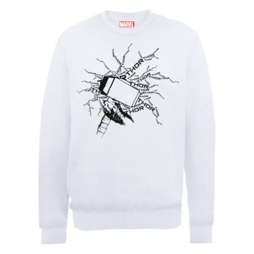 Sweat Homme Marvel Avengers Assemble - Thor Éclair - Blanc - XXL - Blanc chez Zavvi FR image 5056185772251