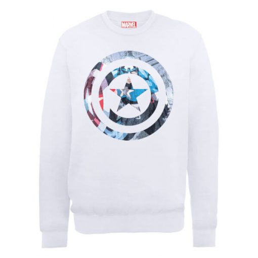 Sweat Homme Marvel Avengers Assemble - Captain America Montage - Blanc - XXL - Blanc chez Zavvi FR image 5056185767158