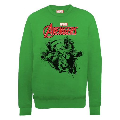 Sweat Homme Marvel Avengers Assemble - Team Explosion - Vert - M - Vert Citron chez Zavvi FR image 5056185771070