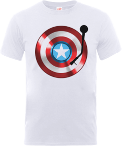T-Shirt Homme Marvel Avengers Assemble - Bouclier Captain America Record - Blanc - XXL - Blanc chez Zavvi FR image 5056185767554