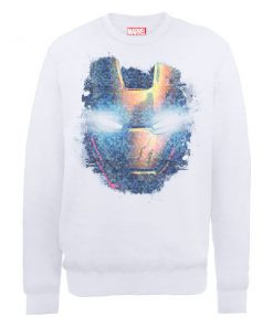 Sweat Homme Marvel Avengers Assemble - Iron Man Tête Abimée - Blanc - S - Blanc chez Zavvi FR image 5056185769978