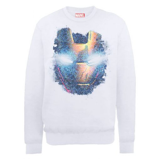 Sweat Homme Marvel Avengers Assemble - Iron Man Tête Abimée - Blanc - S - Blanc chez Zavvi FR image 5056185769978