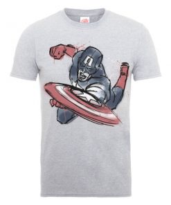 T-Shirt Homme Marvel Avengers Assemble - Captain America Spray - Gris - XXL - Blanc chez Zavvi FR image 5056185767950