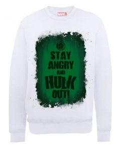 Sweat Homme Marvel Avengers Assemble - Hulk Stay Angry - Blanc - XXL - Blanc chez Zavvi FR image 5056185769459