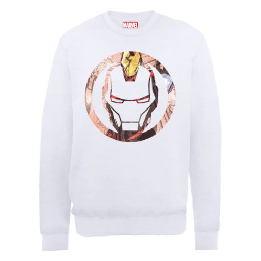 Sweat Homme Marvel Avengers Assemble - Iron Man Montage - Blanc - XXL - Blanc chez Zavvi FR image 5056185770356