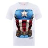 T-Shirt Homme Marvel Avengers Assemble - Torse Captain America - Blanc - XXL - Blanc chez Zavvi FR image 5056185766502