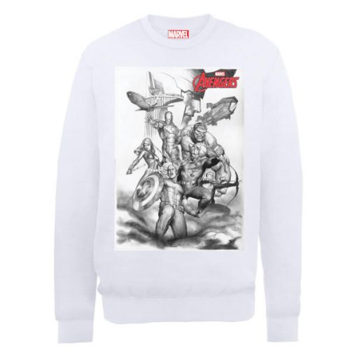 Sweat Homme Marvel Avengers Assemble - Team Croquis - Blanc - XXL - Blanc chez Zavvi FR image 5056185771759