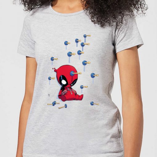 T-Shirt Femme Deadpool (Marvel) Cartoon Knockout - Gris - XS - Gris chez Zavvi FR image 5059478532181