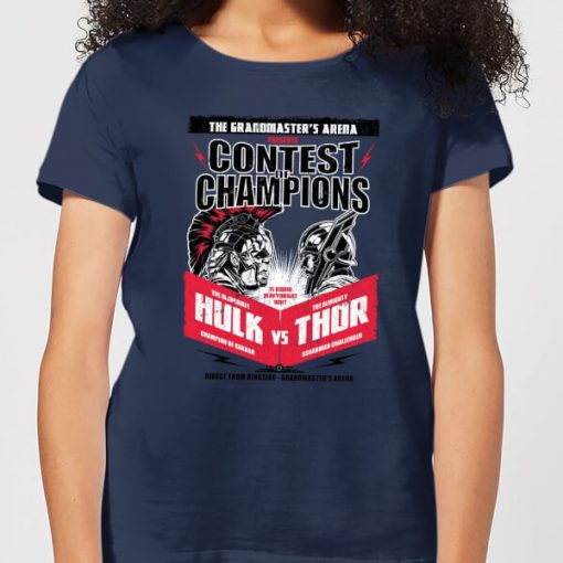 T-Shirt Femme Marvel - Thor Ragnarok - Affiche Champions - Bleu Marine - XXL - Navy chez Zavvi FR image 5056281130016