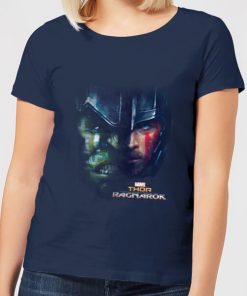 T-Shirt Femme Marvel - Thor Ragnarok - Visage Divisé de Hulk - Bleu Marine - XXL - Navy chez Zavvi FR image 5056281130269