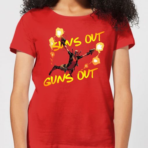 T-Shirt Femme Deadpool Suns Out Guns Out Marvel - Rouge - S - Rouge chez Zavvi FR image 5056281132577