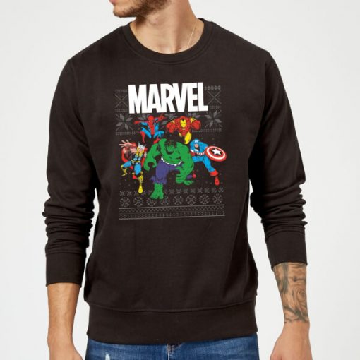 Marvel Avengers Group Christmas Sweatshirt - Black - 5XL - Noir chez Zavvi FR image