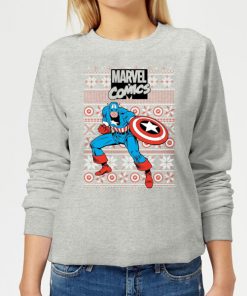 Pull de Noël Femme Marvel Avengers Captain America - Gris - M - Gris chez Zavvi FR image 5059478415361