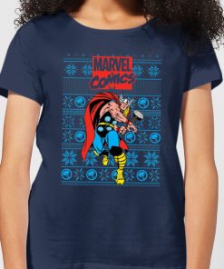 T-Shirt de Noël Femme Marvel Avengers Thor - Bleu Marine - S - Navy chez Zavvi FR image 5059478416931