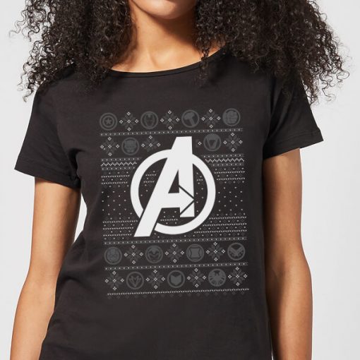 T-Shirt de Noël Femme Marvel Logo Avengers - Noir - L - Noir chez Zavvi FR image 5059478417105