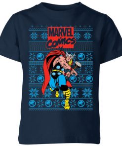 T-Shirt de Noël Homme Marvel Avengers Thor - Bleu Marine - 7-8 ans - Navy chez Zavvi FR image 5059478423915