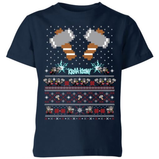 T-Shirt de Noël Homme Marvel Avengers Thor Pixel Art - Bleu Marine - 11-12 ans - Navy chez Zavvi FR image 5059478424486