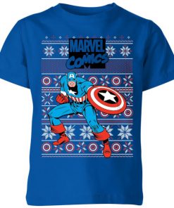 T-Shirt de Noël Homme Marvel Avengers Captain America - Bleu Roi - 3-4 ans - Royal Blue chez Zavvi FR image 5059478424745