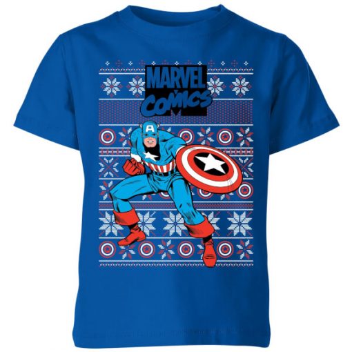 T-Shirt de Noël Homme Marvel Avengers Captain America - Bleu Roi - 3-4 ans - Royal Blue chez Zavvi FR image 5059478424745