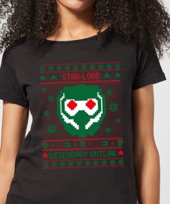 Guardians Of The Galaxy Star-Lord Pattern Women's Christmas T-Shirt - Black - XXL - Noir chez Zavvi FR image 5059478611879