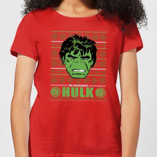 Marvel Hulk Face Women's Christmas T-Shirt - Red - XXL - Rouge chez Zavvi FR image 5059478614399