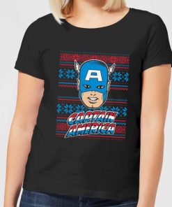 Marvel Captain America Face Women's Christmas T-Shirt - Black - XXL - Noir chez Zavvi FR image 5059478615266