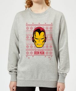 Marvel Iron Man Face Women's Christmas Sweatshirt - Grey - XXL - Gris chez Zavvi FR image 5059478626637