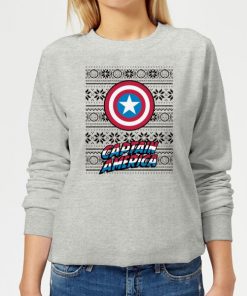 Marvel Captain America Women's Christmas Sweatshirt - Grey - XXL - Gris chez Zavvi FR image 5059478626729