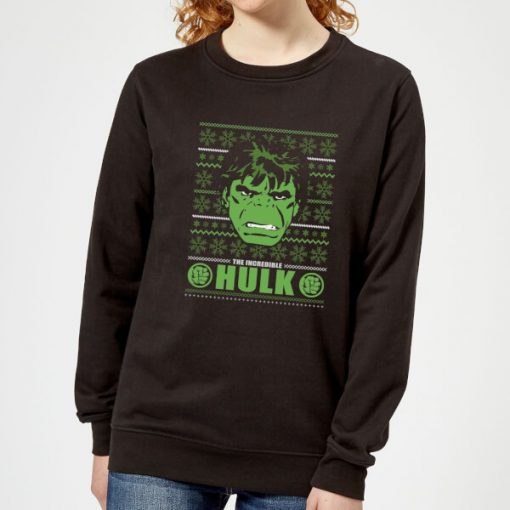 Marvel Hulk Face Women's Christmas Sweatshirt - Black - 5XL - Noir chez Zavvi FR image 5059478628341