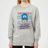 Marvel Captain America Face Women's Christmas Sweatshirt - Grey - XXL - Gris chez Zavvi FR image 5059478630351