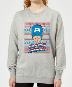 Marvel Captain America Face Women's Christmas Sweatshirt - Grey - XXL - Gris chez Zavvi FR image 5059478630351