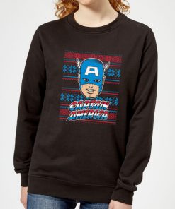 Marvel Captain America Face Women's Christmas Sweatshirt - Black - 5XL - Noir chez Zavvi FR image 5059478630740