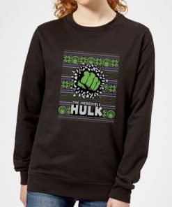 Marvel Hulk Punch Women's Christmas Sweatshirt - Black - 5XL - Noir chez Zavvi FR image 5059478634588