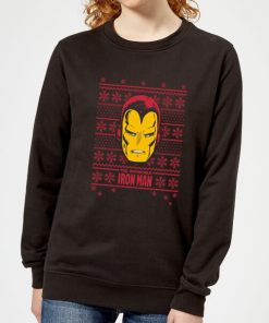 Marvel Iron Man Face Women's Christmas Sweatshirt - Black - 5XL - Noir chez Zavvi FR image 5059478635363