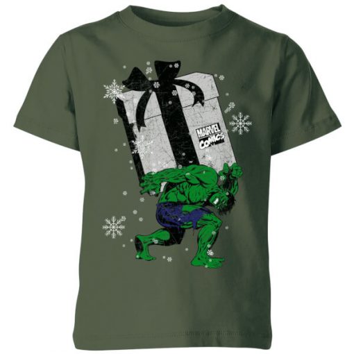 Marvel The Incredible Hulk Christmas Present Kids' Christmas T-Shirt - Forest Green - 11-12 ans - Forest Green chez Zavvi FR image 5059478639392