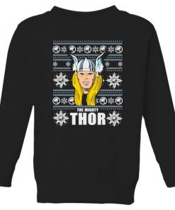 Marvel Thor Face Kids' Christmas Sweatshirt - Black - 11-12 ans - Noir chez Zavvi FR image 5059478643092