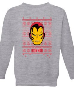 Marvel Iron Man Face Kids' Christmas Sweatshirt - Grey - 11-12 ans - Gris chez Zavvi FR image 5059478644792